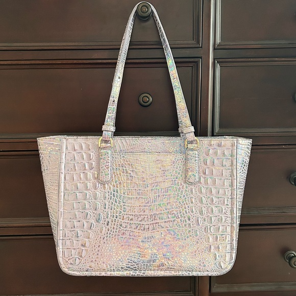 Iridescent Brahmin Ashlee Violet Wonderland Melbourne large leather tote bag 💜 - Picture 3 of 16